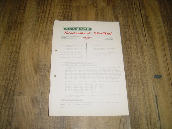 Kundendienst Schnellbrief 22/M