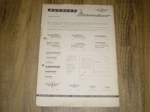 Reklame folder D - Materndienst Ausgabe M 02 Ausgabe 1954