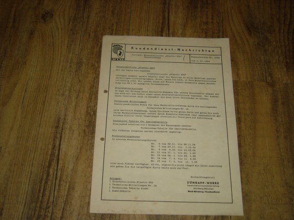 Kundendienst Nachtrichten Nr. 9/54