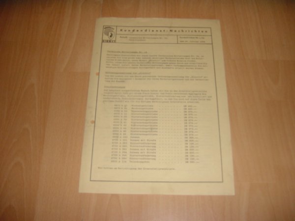 Kundendienst Nachtrichten Nr. 1/54
