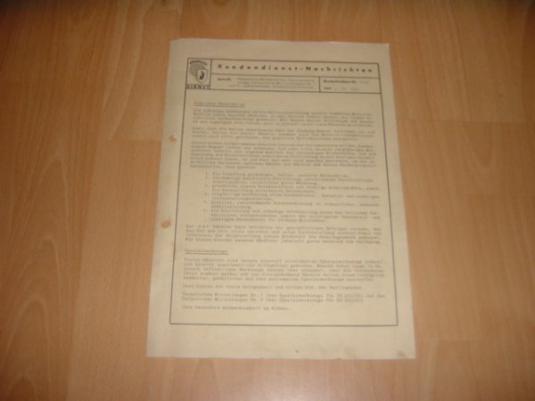 Kundendienst Nachtrichten Nr. 5/51