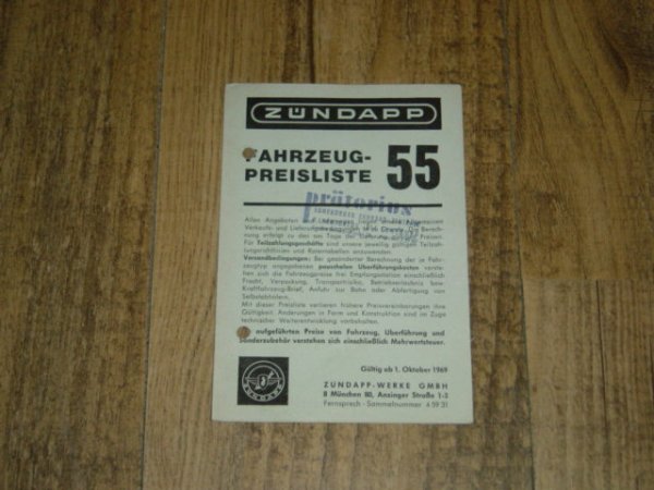 Fahrzeug Preisliste Nr. 55