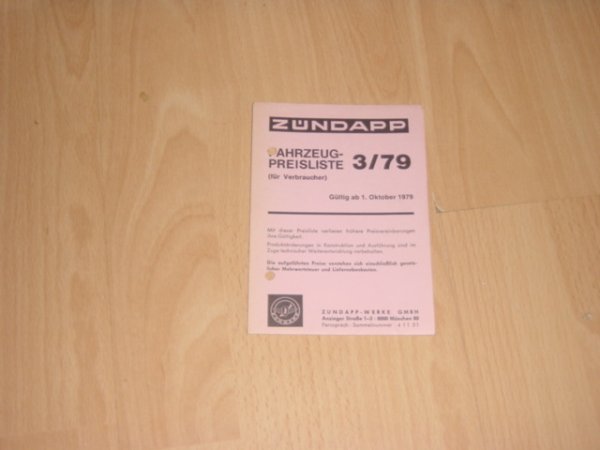 Fahrzeug Preisliste 79/3 (fur Verbraucher)