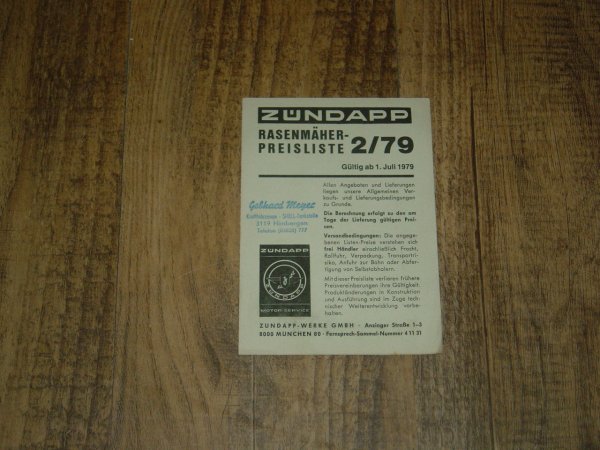 Rasenmäher Preisliste 2/79