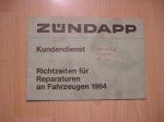 Richtzeiten Fahrzeuge 84