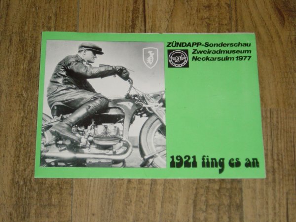 Reklame folder D - Zündapp-Sonderschau Zweiradmuseum Neckarslulm 1977