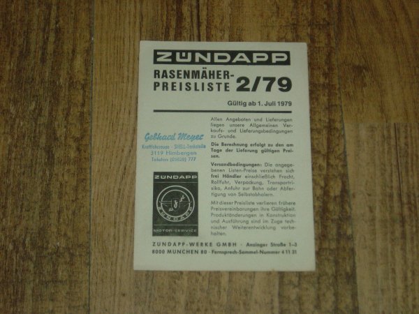 Rasenmäher Preisliste 2/79