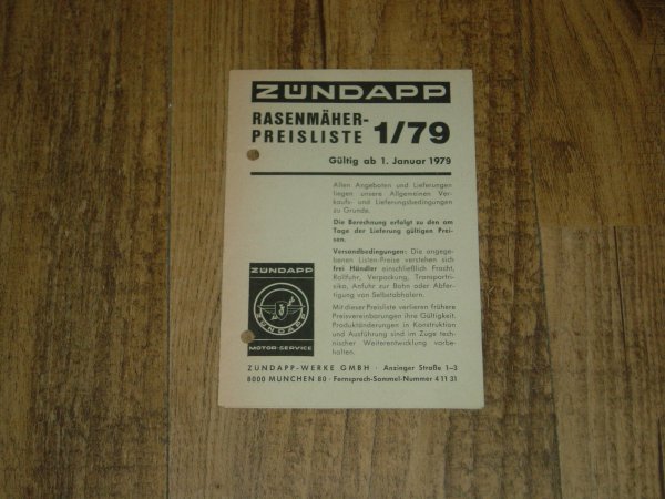 Rasenmäher Preisliste 1/79