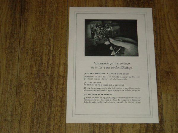 Nähmaschinen - SP - Instrucciones para de la lla'vre del crochet Zündapp