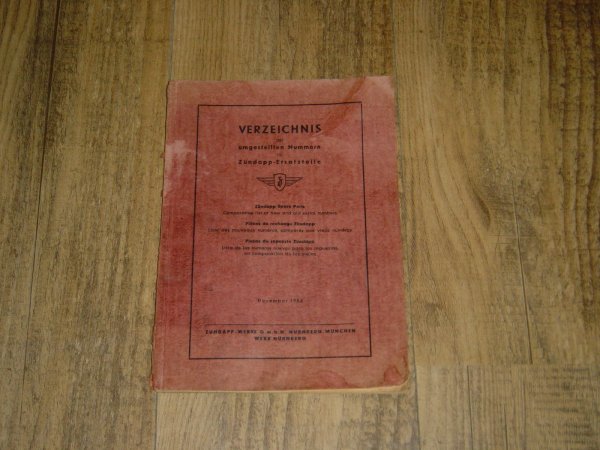 Verzeichnis der umgestellten Nummern 1954