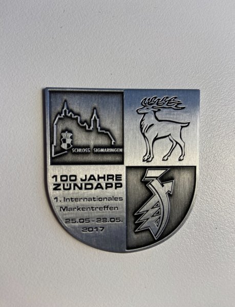 Zündapp Plaquette ter herdenking van het 100-jarig jubileum van de Zündapp-meeting in Sigmaringen 2017