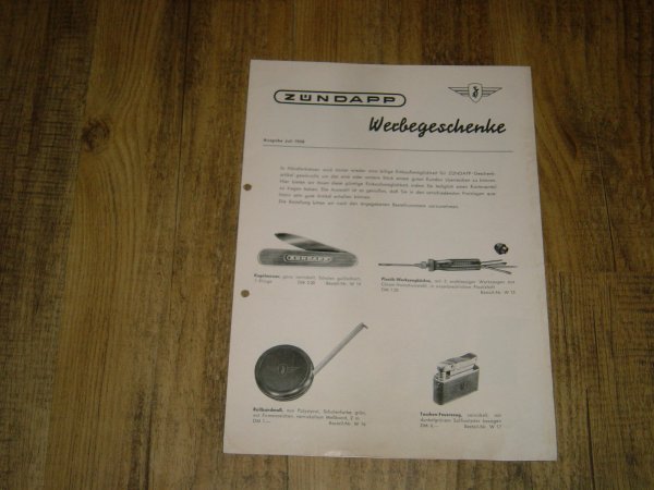 Reklame folder D - 1958 Werbegeschenke