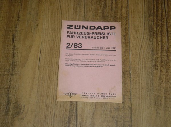 Fahrzeug Preisliste 83/2 (fur Verbraucher)