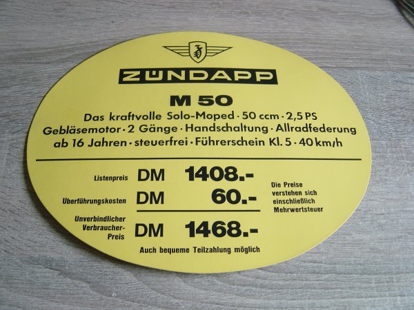 Prijsschild M50