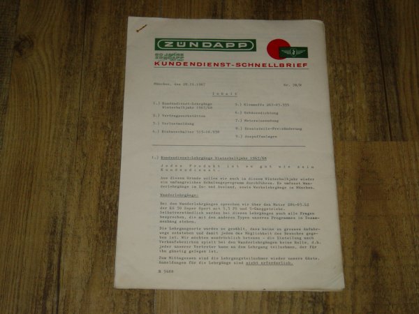 Kundendienst Schnellbrief 70/M