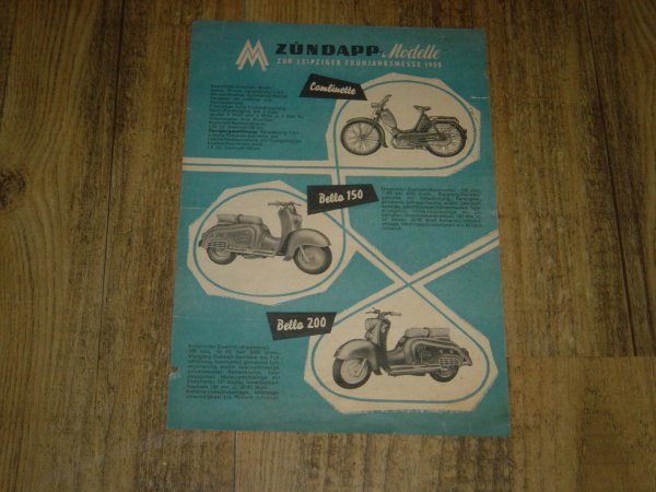 Reklame folder D - Zündapp Modelle auf der Leipziger Frühjahrsmesse 1955