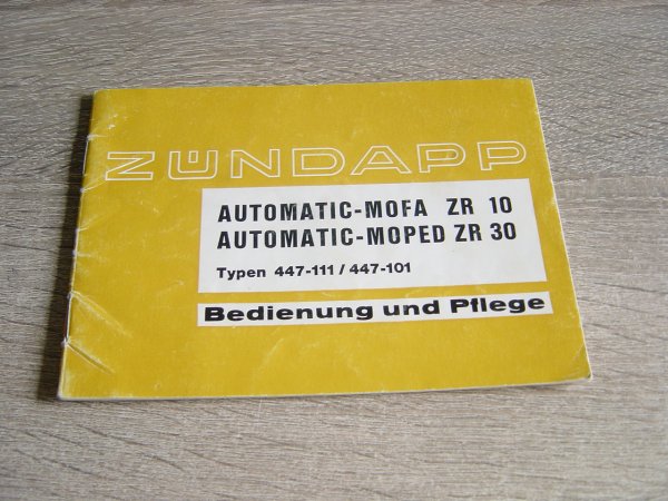 Instructieboekje D - 447 - 101 / 111 ZR 10 / ZR 30