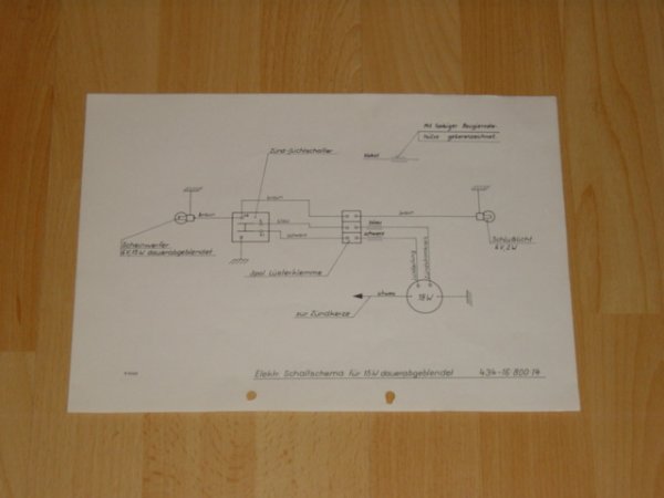 Electrisch schema 434 6V/15 Watt + dauerabgeblendet