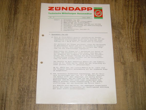 Technische Mitteilungen Rasenmäher Nr 09