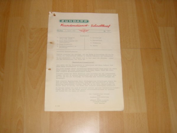 Kundendienst Schnellbrief 01/M